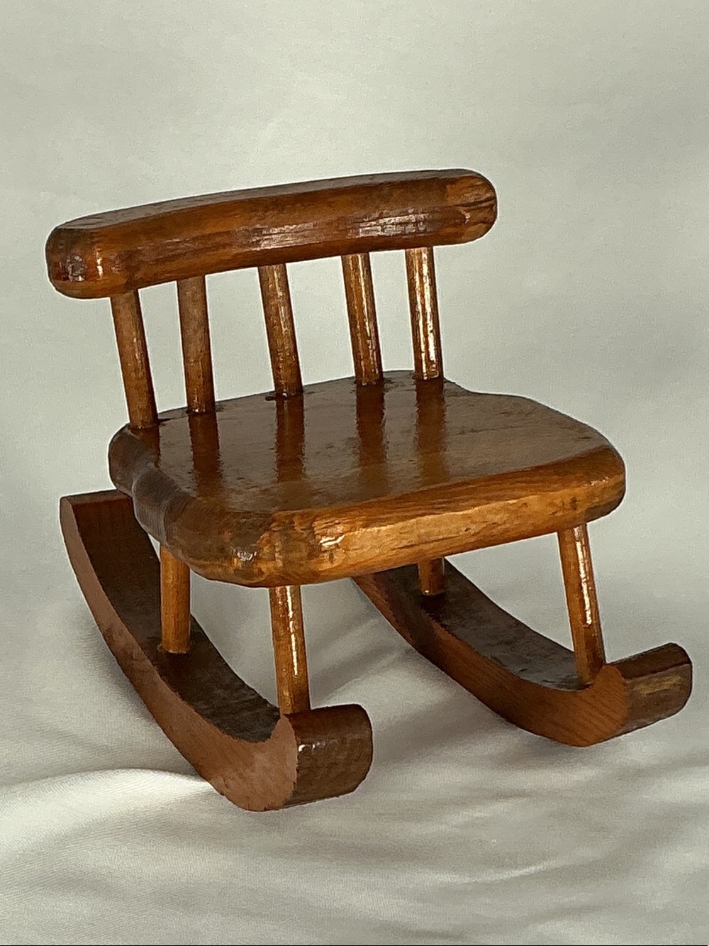 Vintage Wooden Doll Rocking Chair Miniature Toy Rocker Handcrafted Wood Displays